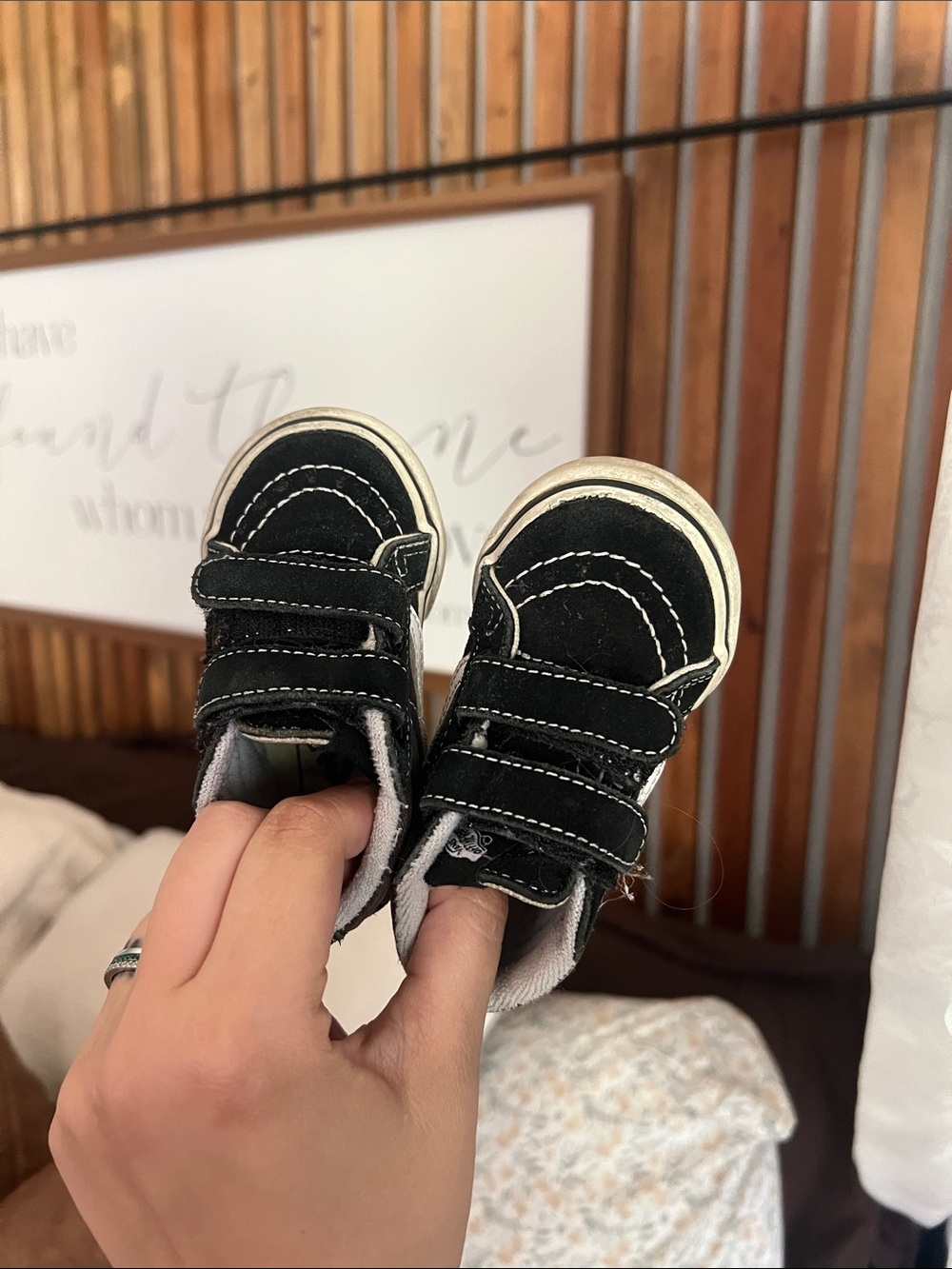 Kids Vans Black Velcro Casual Shoes